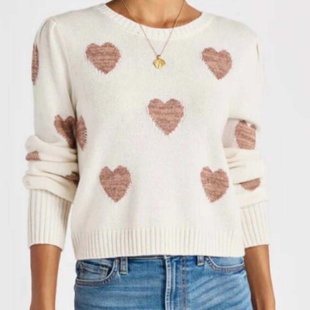 Splendid Annabelle Heart Sweater Cream Metallic XL